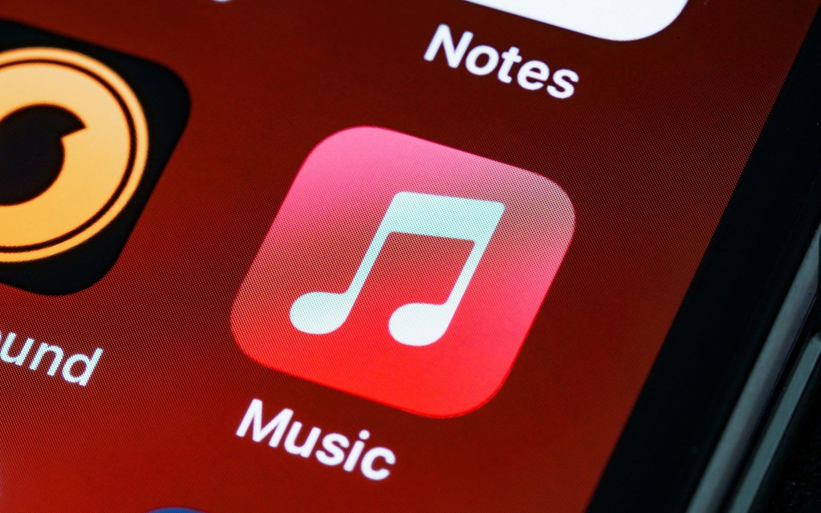 Close-up of the Music app icon on a smartphone home screen